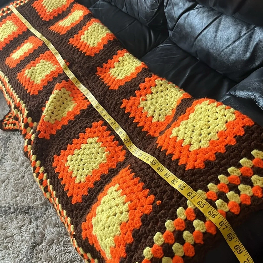 Granny Square Boho Crochet Blanket Cottagecore Country Cabin Farmhouse Rustic